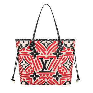 Louis Vuitton Crafty Neverfull MM White Black Red Tote Top Handle Shoulder Bag